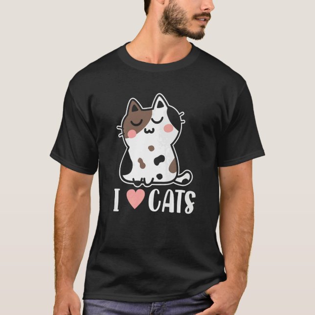 Camiseta Retro Cute I Heart Love Cats Cat Lady Dad Kitten C (Frente)