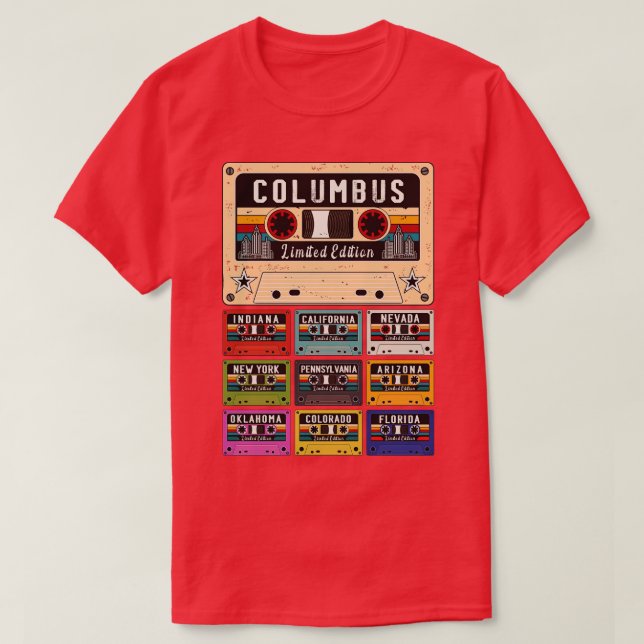 Camiseta Retro da Cidade de Columbus (Frente do Design)