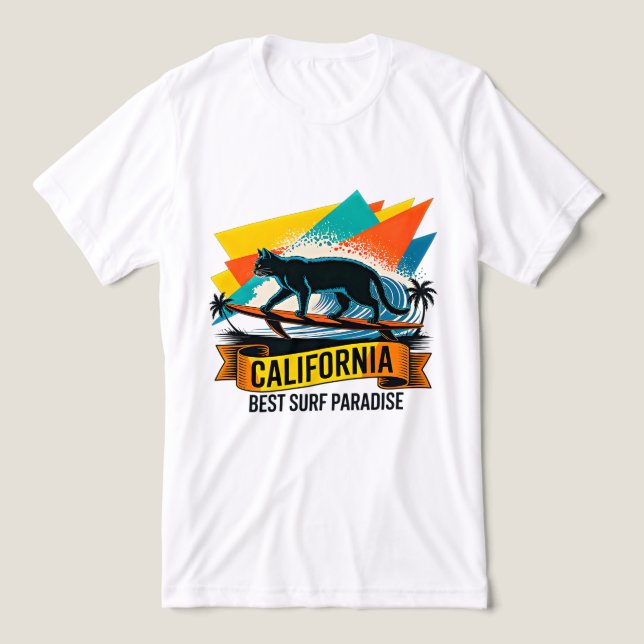Camiseta Retro da Praia da Califórnia de Surf de G (Design frontal)
