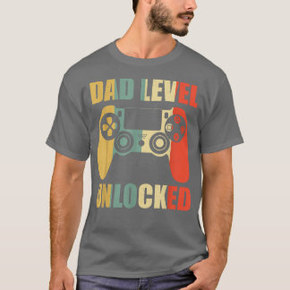 Camiseta Retro Dad Level Unlocked New Daddy Gaming Lover Fa