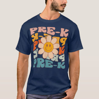 Camiseta Retro Daisy Groovy Colorful PreK Teacher Student F