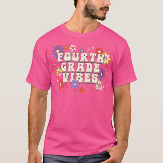 Camiseta Retrô de 4º Grau Vibes Boho Floral Hippie Teache