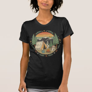 Camiseta Retro de Acampamento na Montanha com Tend