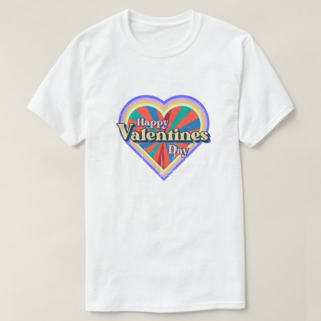 Camiseta Retro de Amor feliz dia de os namorados (Frente do Design)