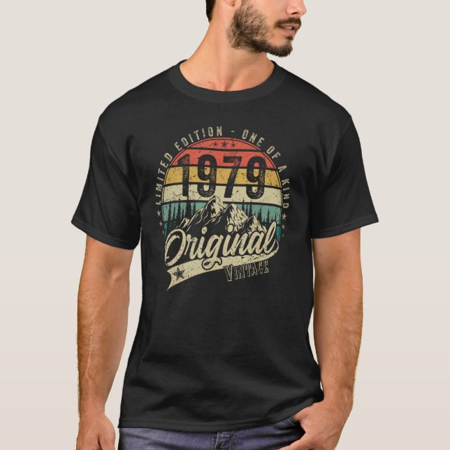 Camiseta Retro de aniversário de 1979 para homens 70 e 80 (Frente)