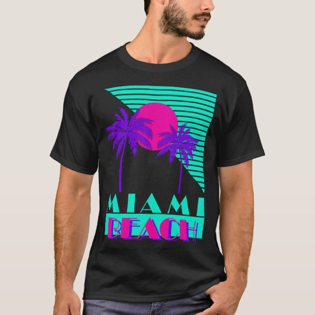 Camiseta Retro de anos 80 de Miami Beach (Frente)