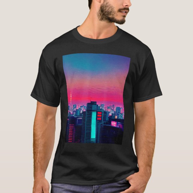 Camiseta Retrô de anos 80 inspirado na Ásia japonês Vaporwa (Frente)
