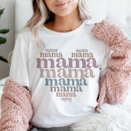 Camiseta Retro de Arte Palavra Empilhada Mama Heart