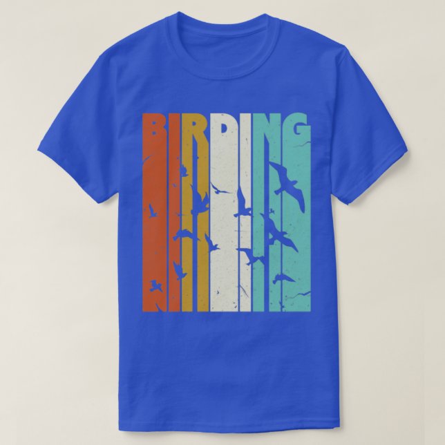 Camiseta Retro de Aves Observando Aves (Frente do Design)