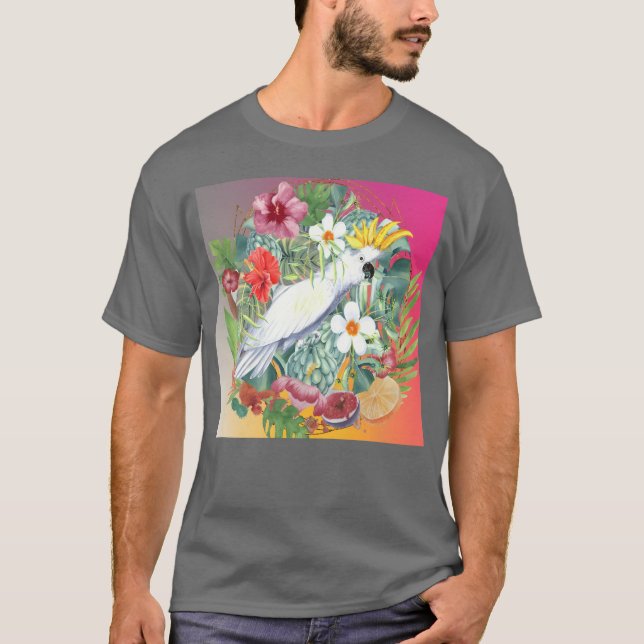Camiseta Retro de aves tropicais (Frente)