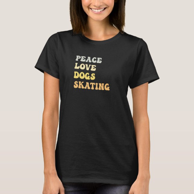 Camiseta Retrô de Cachorros de Paz de Skating (Frente)