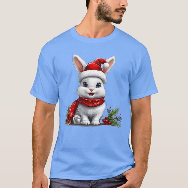 Camiseta Retrô de coelho Natal (Frente)