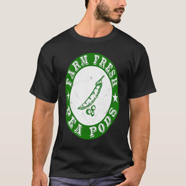 Camiseta Retrô de colheita de ervilhas frescas de fazenda (Frente)