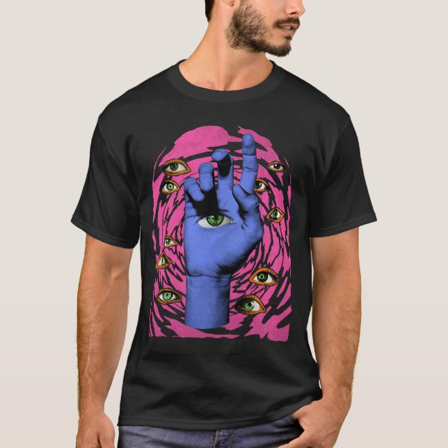 Camiseta Retrô de diversão bizarra de mão (Frente)