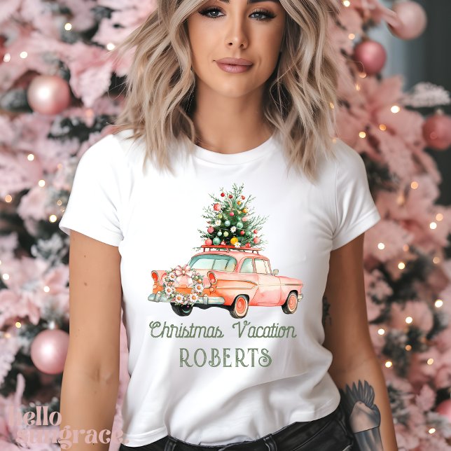 Camiseta Retro de Férias de Carros de Natal em Groovy (Criador carregado)