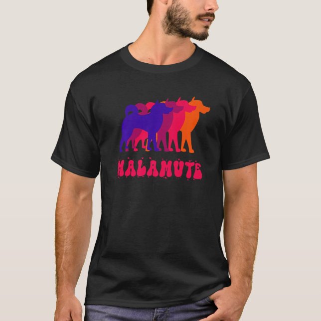 Camiseta Retro de Fita Cachorro Malamuta do Alasca (Frente)