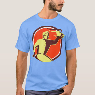 Camiseta Retro de Garçom Servindo Cobrança de Café