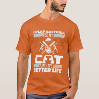 Camiseta Retro de Gato de Softball