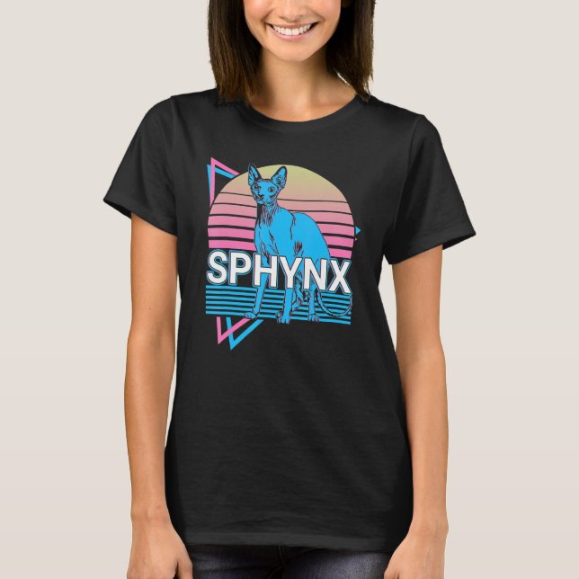 Camiseta Retrô de Gato Sphynx (Frente)