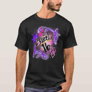 Camiseta Retro de Grafite de Airpush de Aniversário da Cute