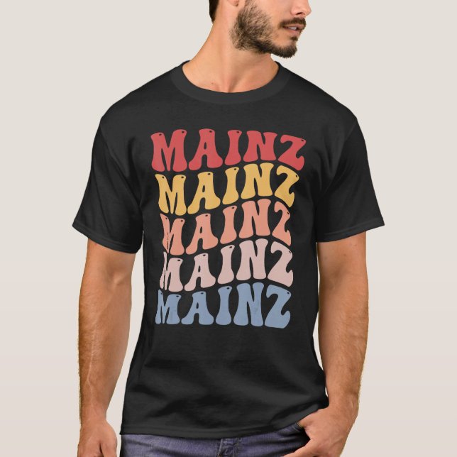 Camiseta Retro de Groovy da cidade de Mainz (Frente)