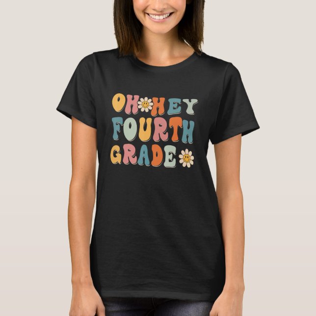 Camiseta Retrô De Groovy No 4º Ano De Volta À Escola Te (Frente)