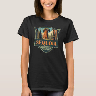 Camiseta Retro de Ilustração do Parque Nacional Sequoia