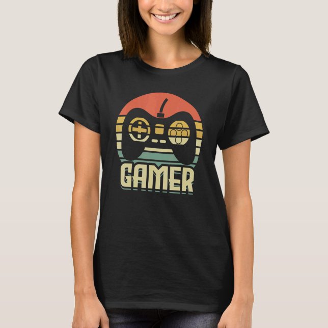 Camiseta Retro de jogadores com console de jogos (Frente)