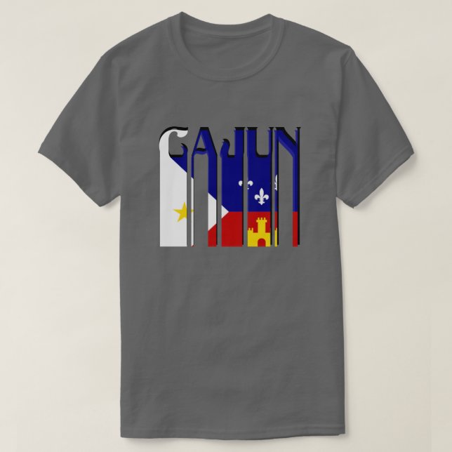 Camiseta retro de Louisiana da bandeira de Cajun (Frente do Design)