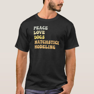 Camiseta Retrô de Modelagem de Blocos de Cães de Paz