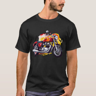 Camiseta Retro de Moto com Chamas