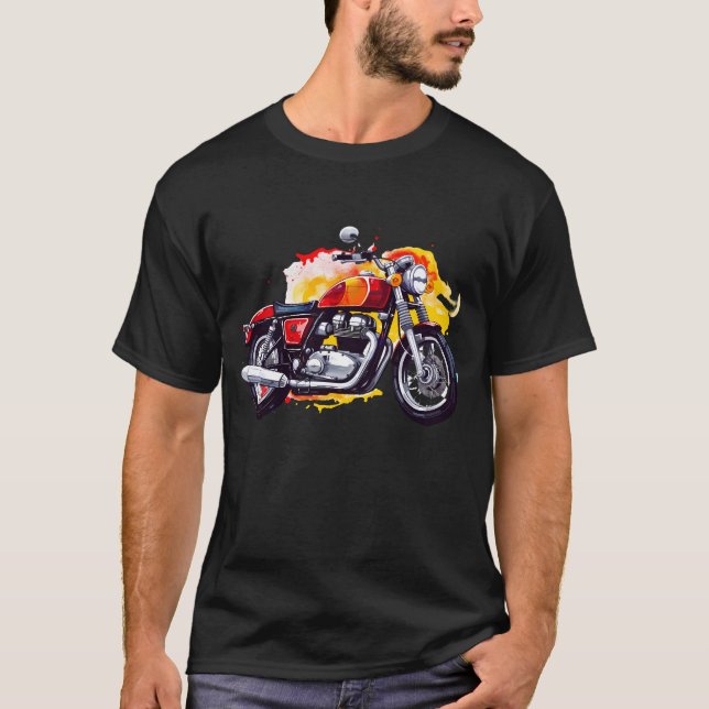 Camiseta Retro de Moto com Chamas (Frente)