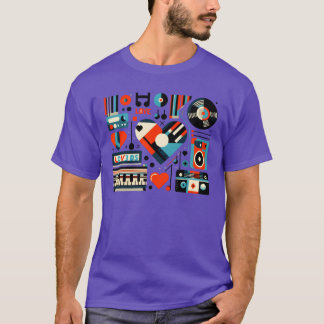 Camiseta Retro de Ornamento de Música do Amor