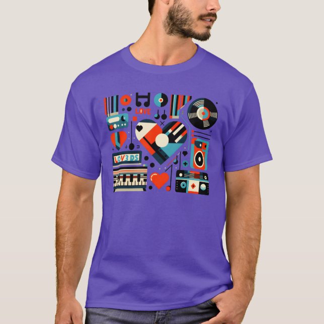 Camiseta Retro de Ornamento de Música do Amor (Frente)