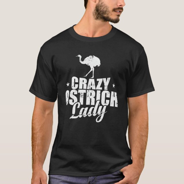 Camiseta Retro de Ostrich Lady Bird Ostrich louco (Frente)