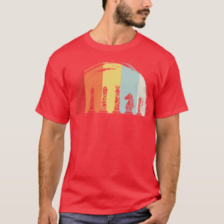Camiseta Retro de Peças de Xadrez