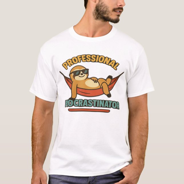 Camiseta Retro de Preguiça Procrastinadora Profiss (Frente)