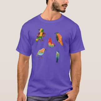 Camiseta Retrô de presente de Pássaros Coloridos