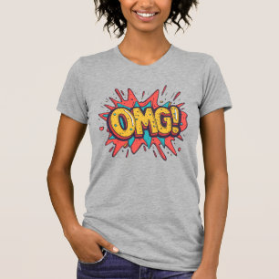 Camiseta Retro de Quadrinhos “OMG!” Streetwear Pop