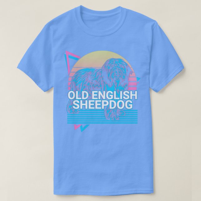 Camiseta Retrô de Sheepdog Inglês Antigo (Frente do Design)