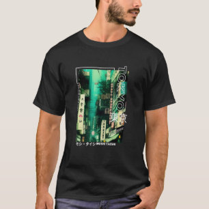 Camiseta Retro de Streetwear Japonês Vibes Aestético Tokyo 