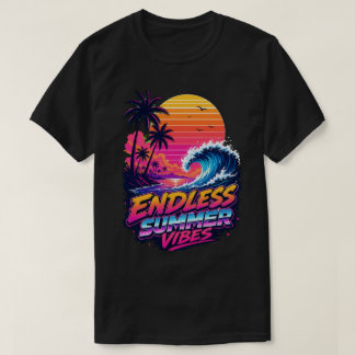 Camiseta Retro de Synthwave Sunset Surf dos Anos 8