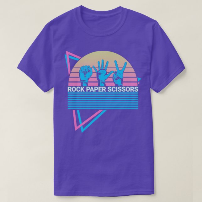 Camiseta Retro de Tesoura de Papel Rock (Frente do Design)