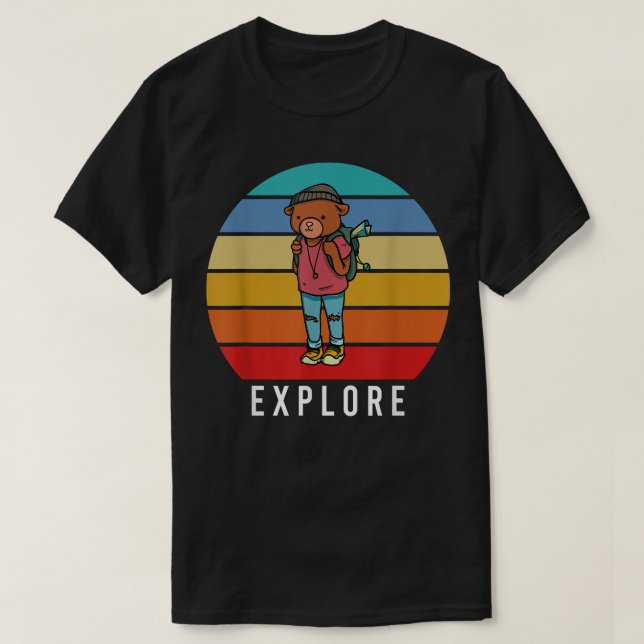 Camiseta RETRO DE VENTAMENTO DO Urso de Vinculação de Backp (Frente do Design)