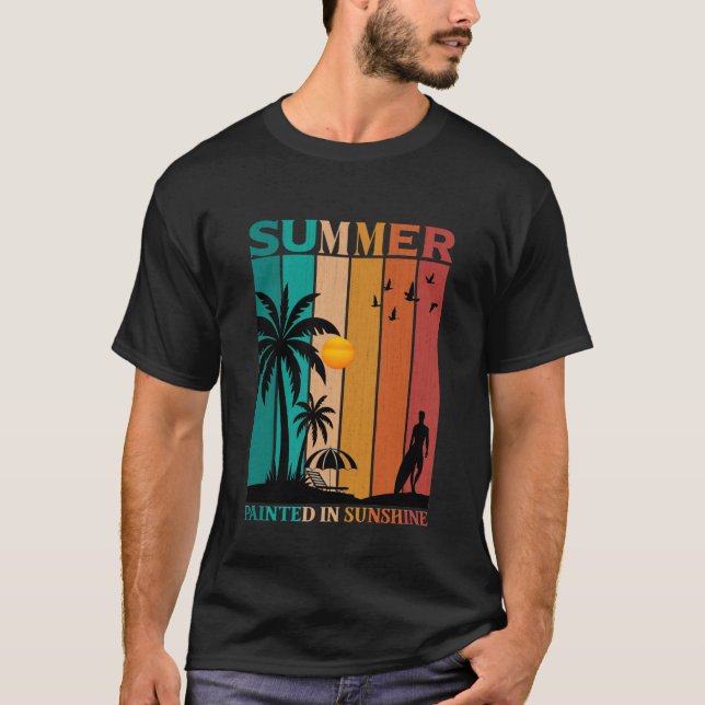 Camiseta Retro de Verão Pintada ao Sol (Frente)