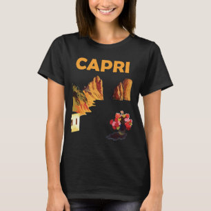 Camiseta Retro de Viagem Capri Itália Penhascos Co