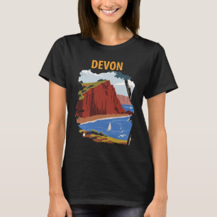 Camiseta Retro de Viagem Costa de Devon Inglaterra