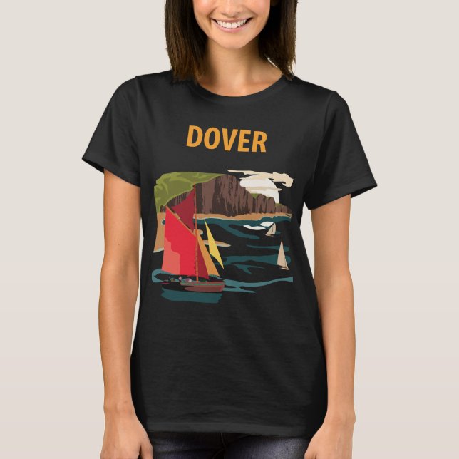 Camiseta Retro de Viagem Dover White Cliffs Coast (Frente)