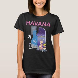 Camiseta Retro de Viagem Noturna Havana Cuba