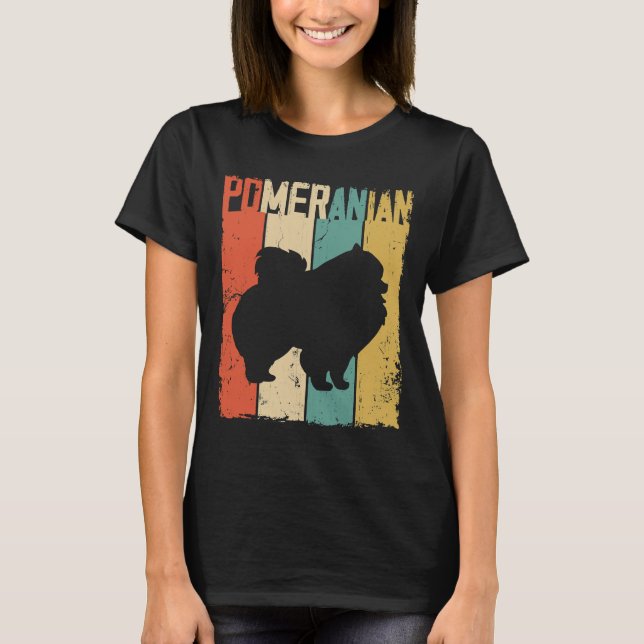 Camiseta Retro de Vintagem de Cães Pomeranianos (Frente)